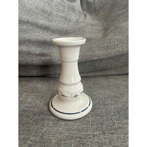 Longaberger Pottery Woven Traditions Heritage Blue Candle Stick Holder 5"